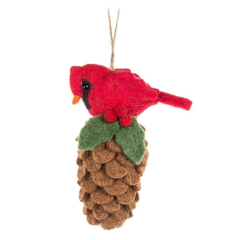 Abbott Cardinal on Pinecone Ornament