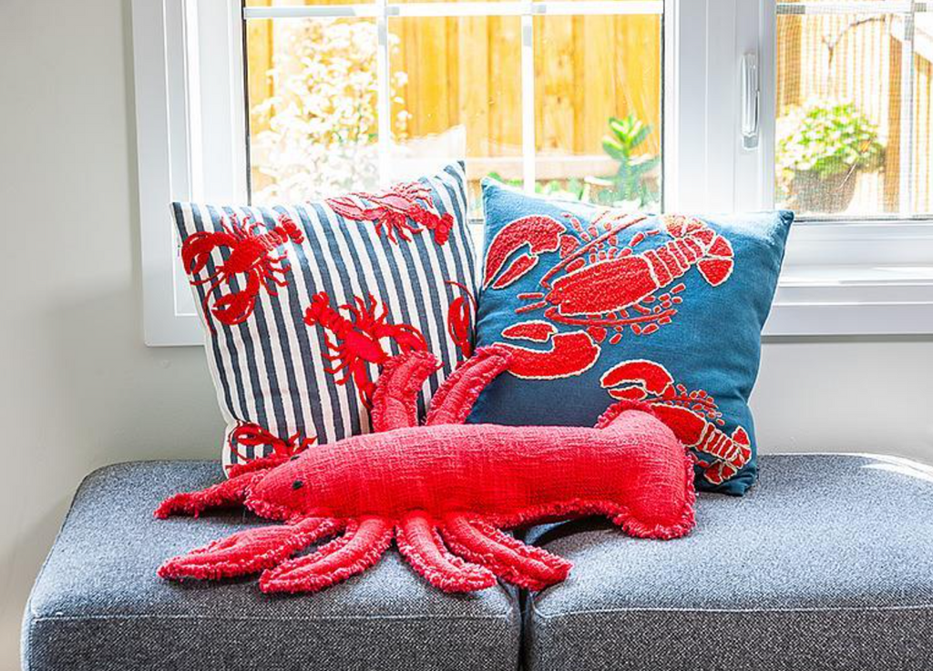 Abbott Embroidered Lobster Cushion