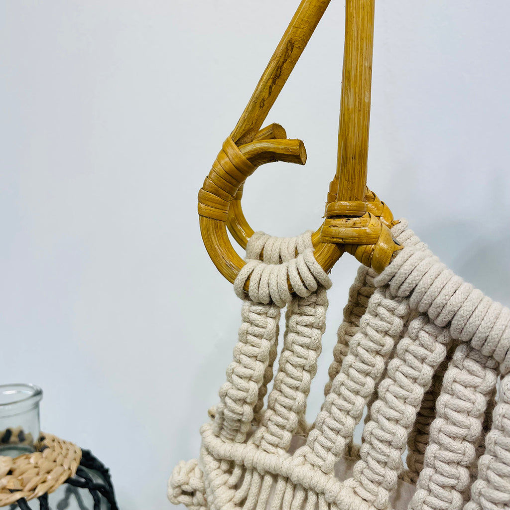 Anju Jolene Bag – Cotton Macrame Bag With Cane Handles