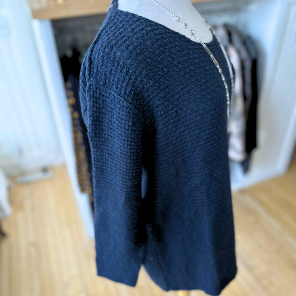 Avalin U-Neck Tuck Stitch Sweater Navy