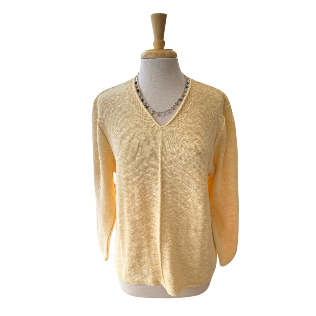 Avalin V-Neck Cotton Slub Sweater Butter