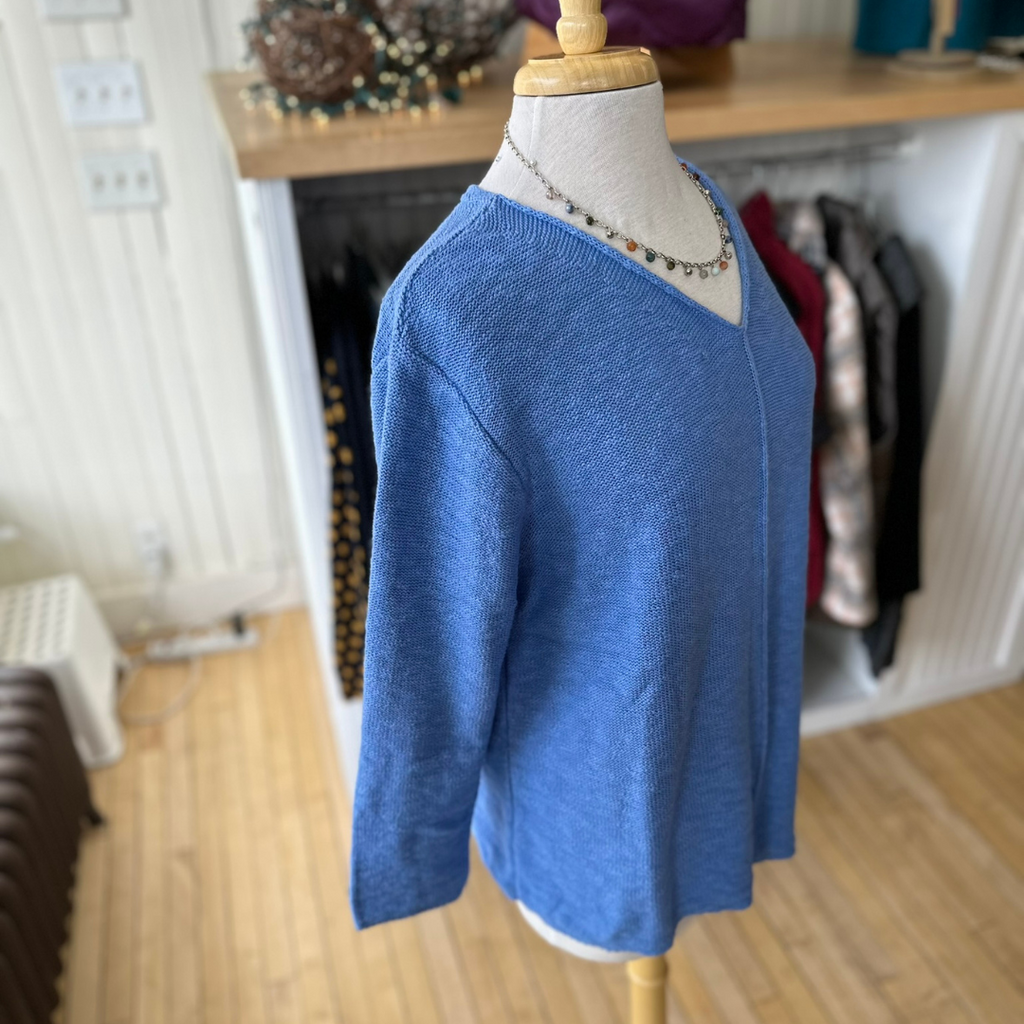 Avalin V-Neck Cotton Slub Sweater Periwinkle