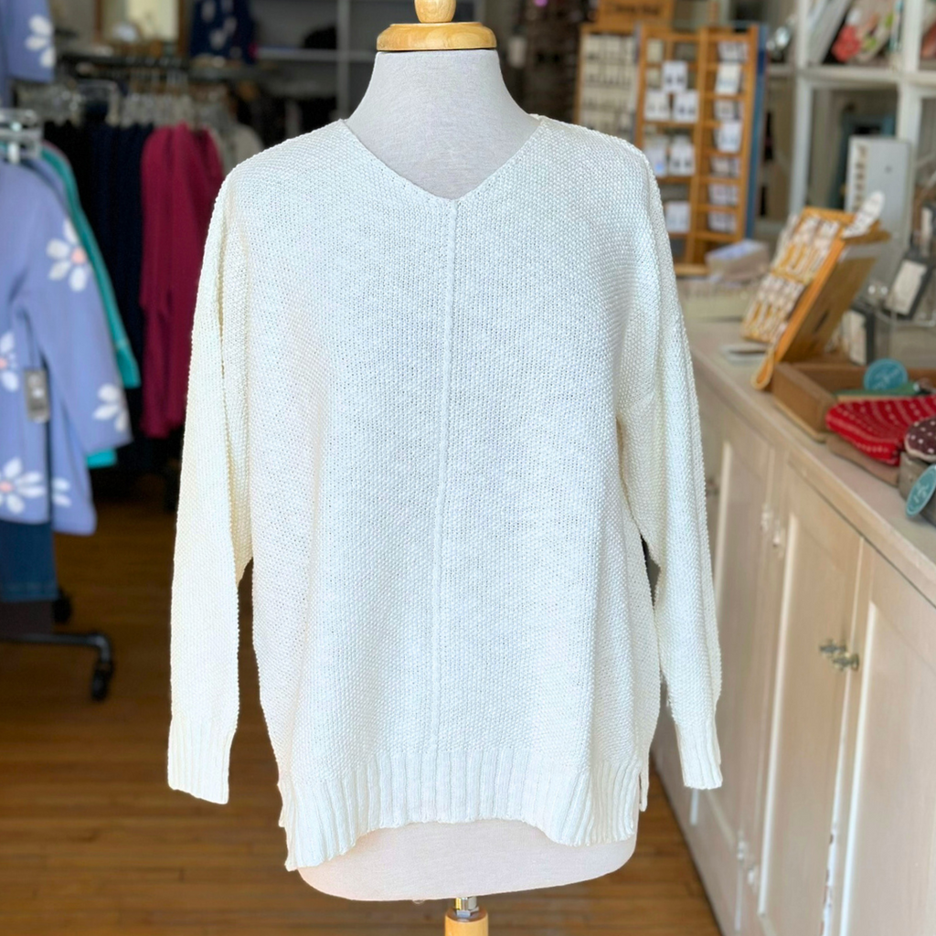 Avalin Center Seam Seed Stitch Sweater Cream