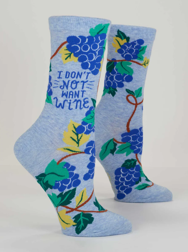 I Don't Not Wine Women's Crew Socks - Fun Socks at Daisy Trading Co.
