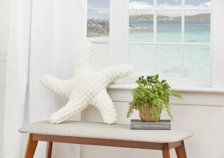 C & F Enterprises White Starfish Shaped Pillow