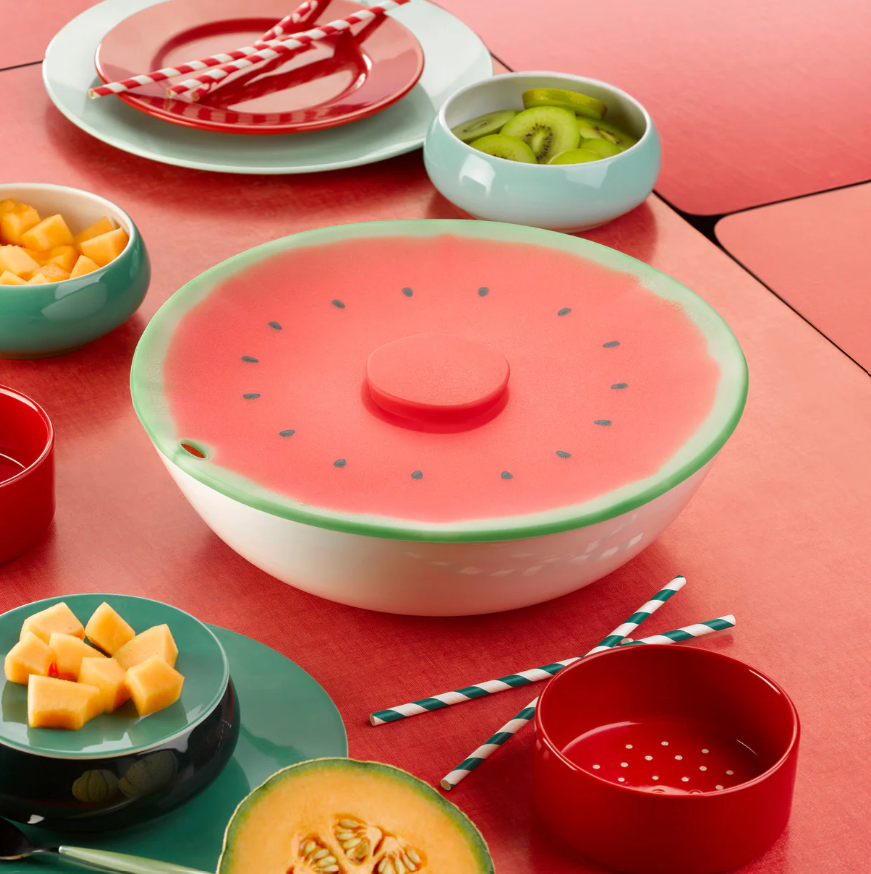 Airtight 8-inch silicone lid for cooking and storage in Watermelon design