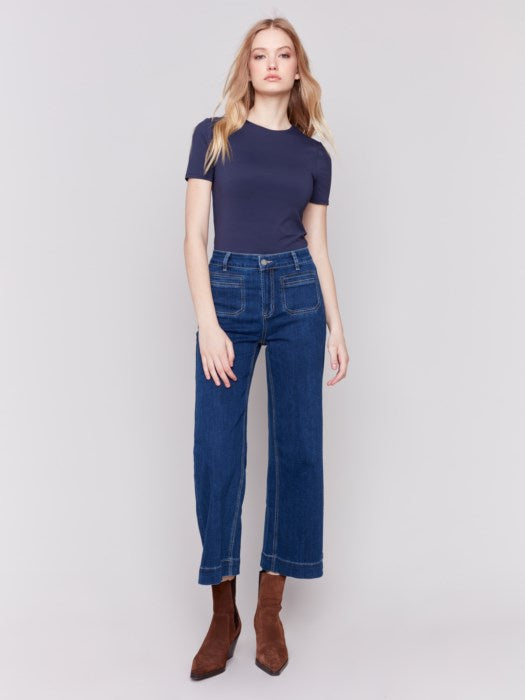 Charlie B Patch Pocket Flare Jeans