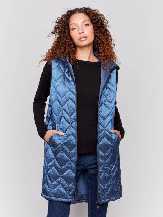 Charlie B Quilted Hoodie Vest