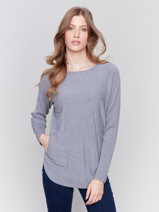 Charlie B Sweater with Lace-Up Cuffs