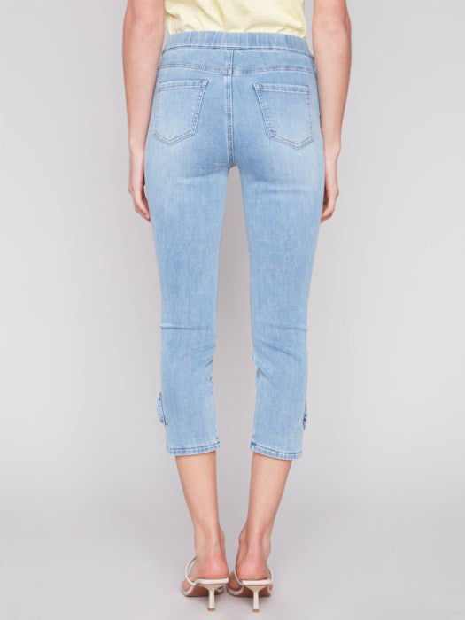 Charlie B Pull-On Bow Jeans Light Blue