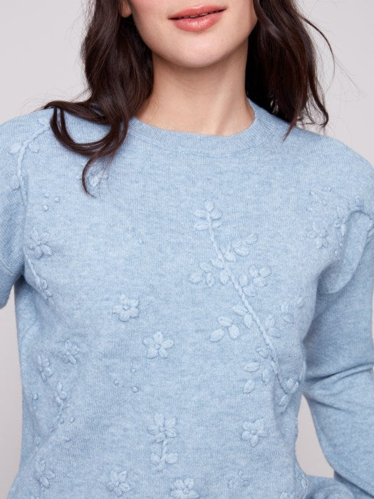 Tonal embroidery detail on Charlie B sweater