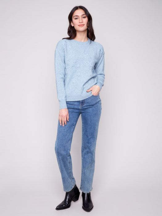 Casual fall outfit featuring Charlie B embroidered sweater