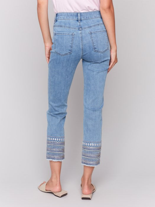 Charlie B Sparkle Embroidered Cuff Jeans