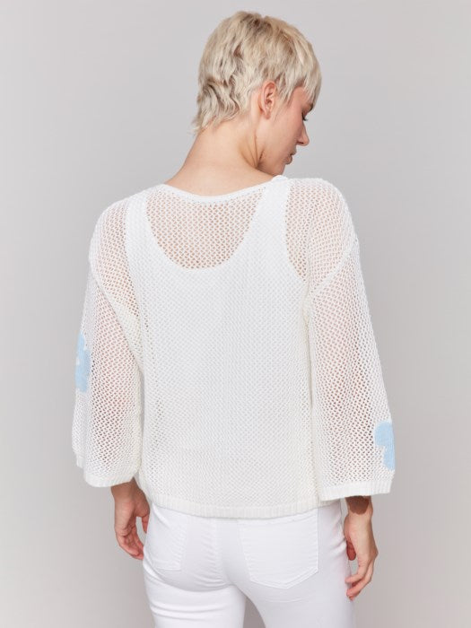 Charlie B Daisy Jacquard Crochet Sweater