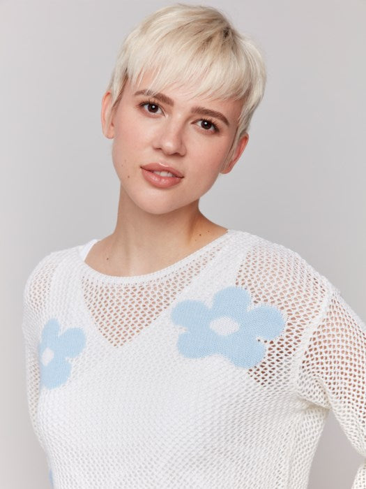 Charlie B Daisy Jacquard Crochet Sweater