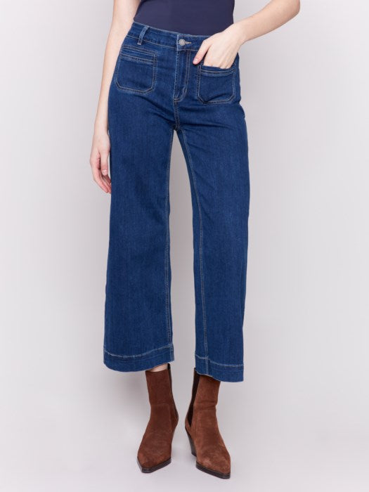 Charlie B Patch Pocket Flare Jeans