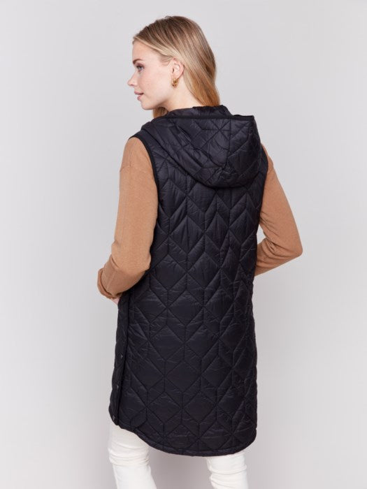 Charlie B Quilted Hoodie Vest Black