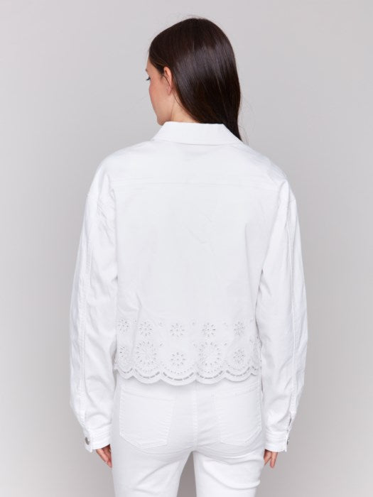 Charlie B Eyelet Scallop Jacket White