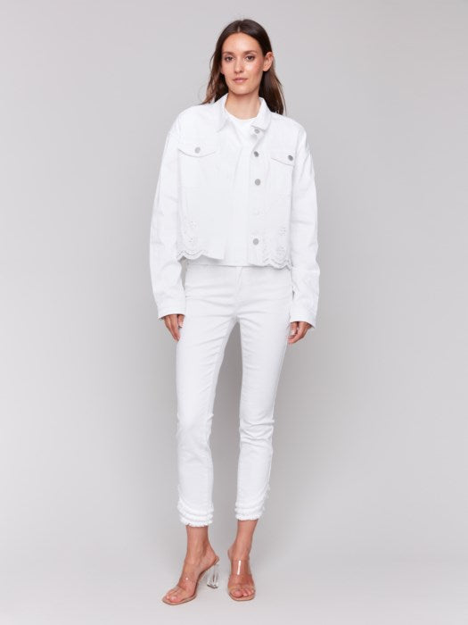 Charlie B Eyelet Scallop Jacket White