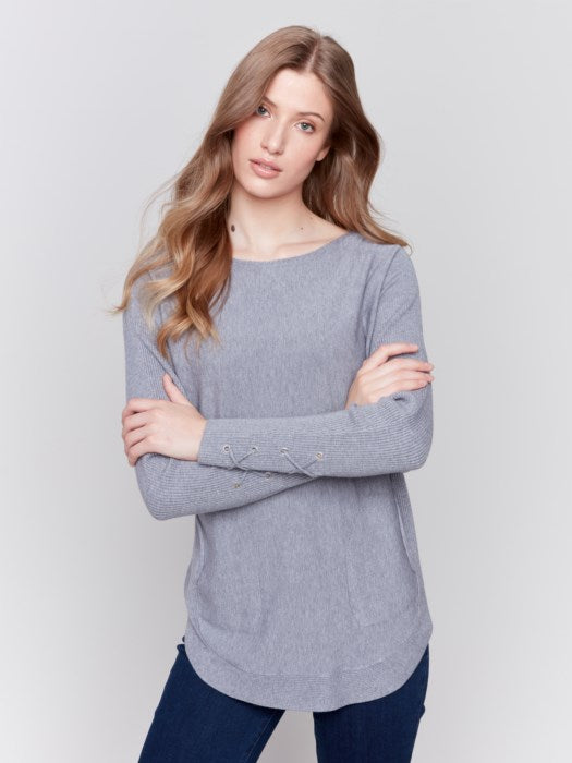 Charlie B Sweater with Lace-Up Cuffs