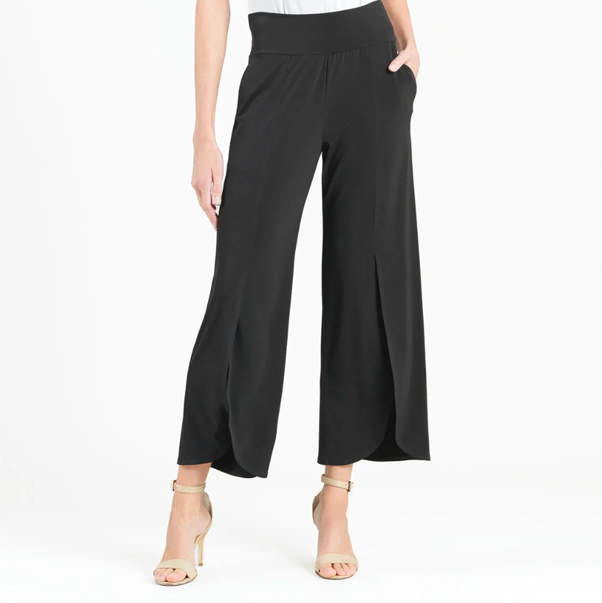 Clara Sun Woo Front Slit Ankle Petal Pant Black