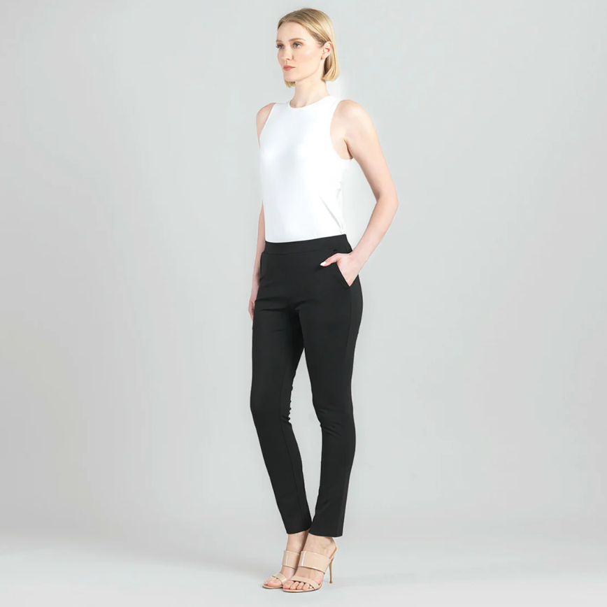 Clara Sunwoo Rayon-Ponte Knit Straight Leg Pant with side pockets