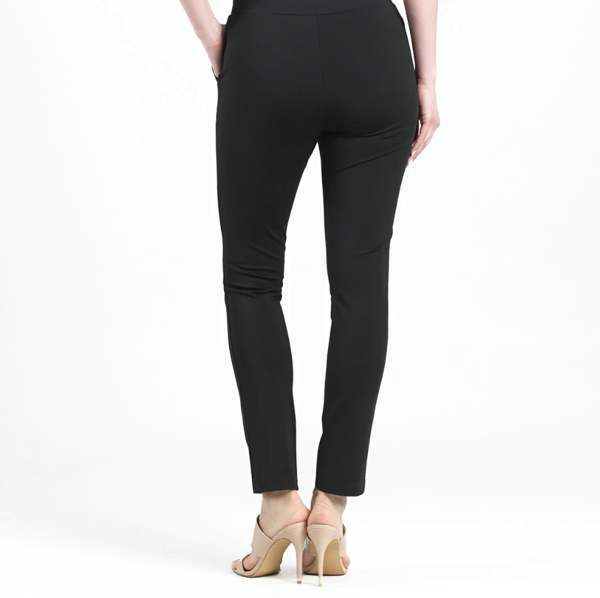 Back view of Clara Sunwoo Rayon-Ponte Knit Straight Leg Pocket Pant