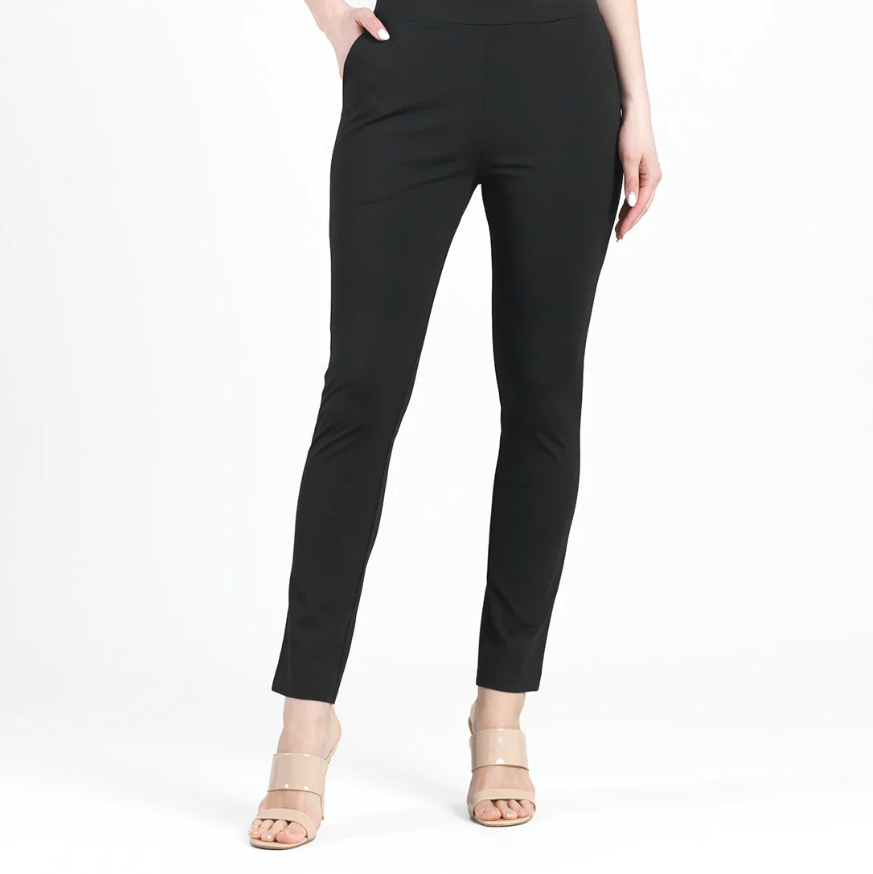 Front view of Clara Sunwoo straight leg pants in rayon-ponte knit