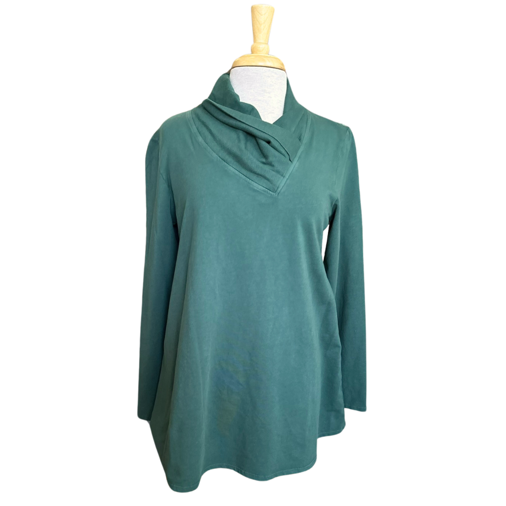 Cotton Lani Long Sleeve Gather Neck Tunic Forest