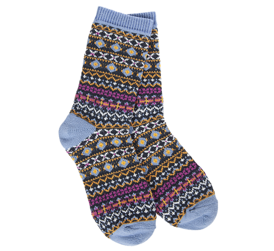 World Softest Socks Holiday Mini Crew - Nordic Blue