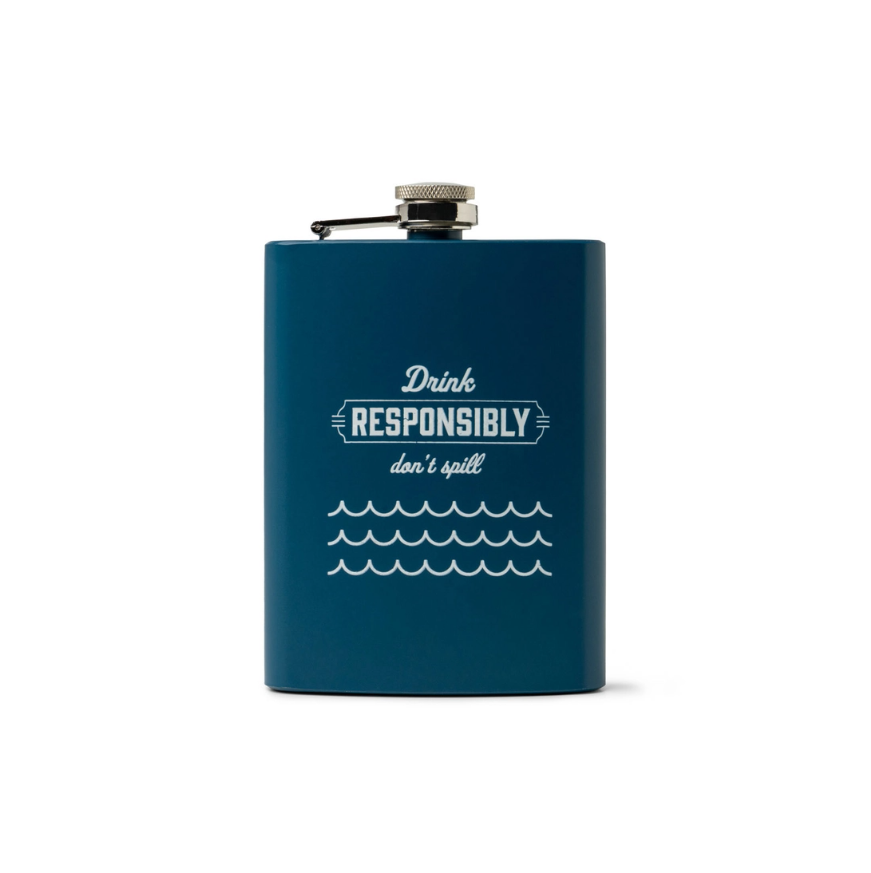 Bunkhouse On the Rockies Stainless Steel Flask Drink Responsibly Don't Spill