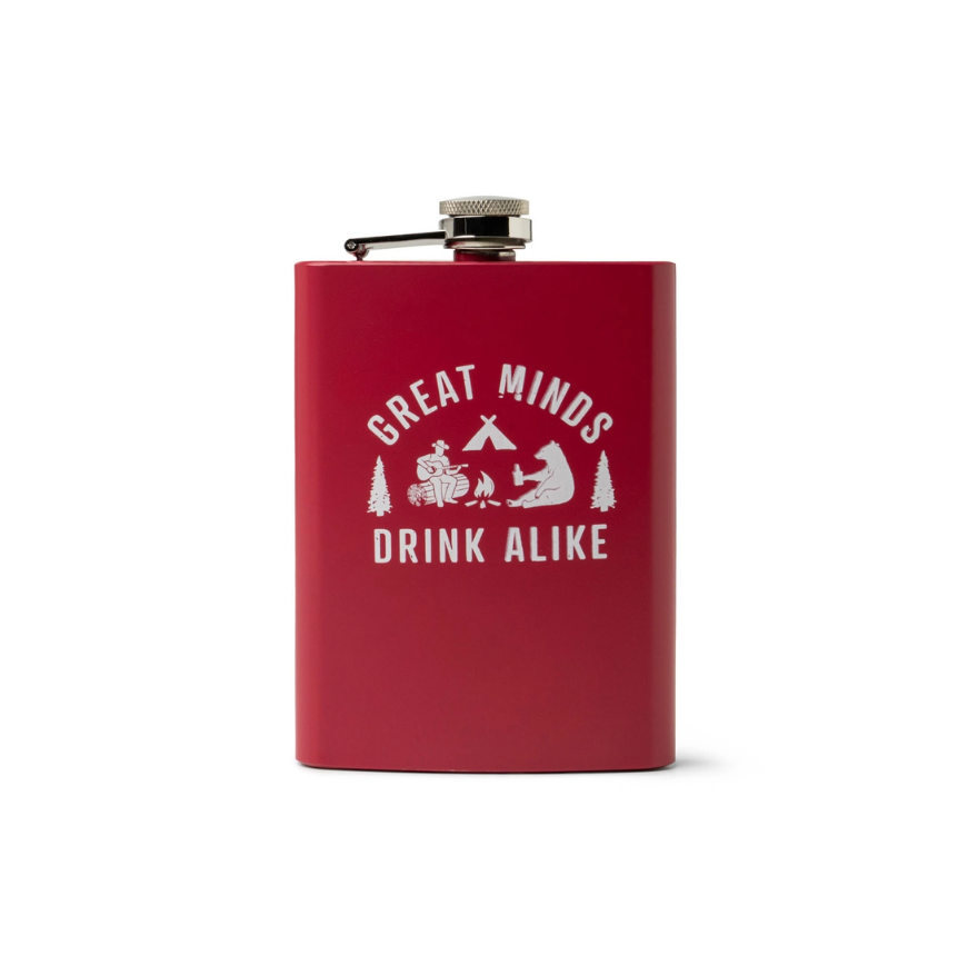 Bunkhouse On the Rockies Stainless Steel Flask Great Minds Drink Alike