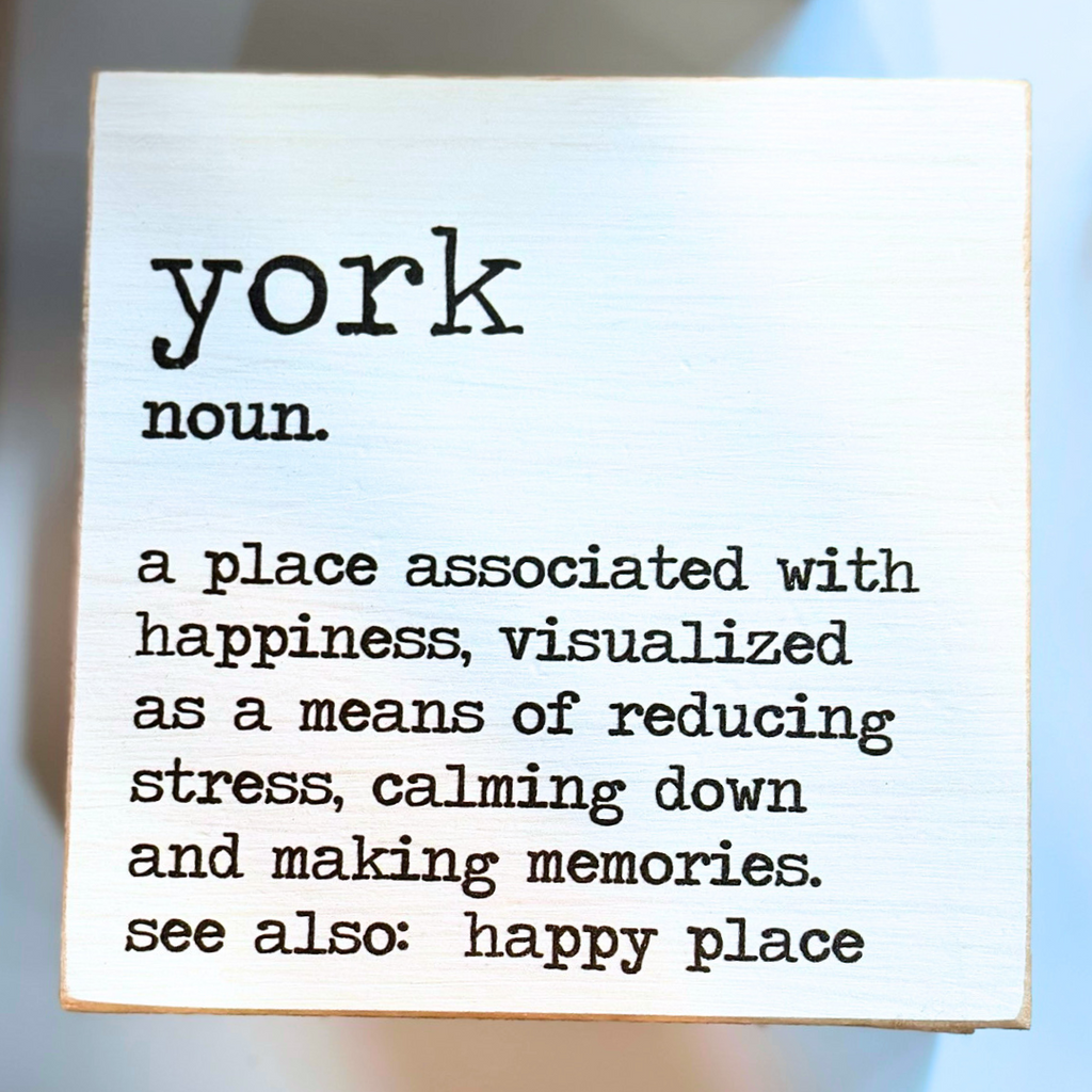 Coastal home décor block sign with vibrant typography – Daisy Trading Co. York.