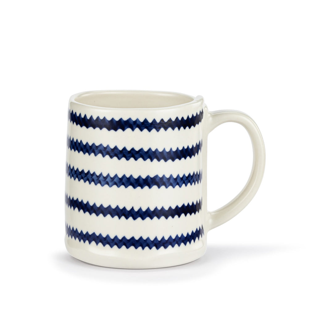 Giftable coastal-themed mug in blue and white