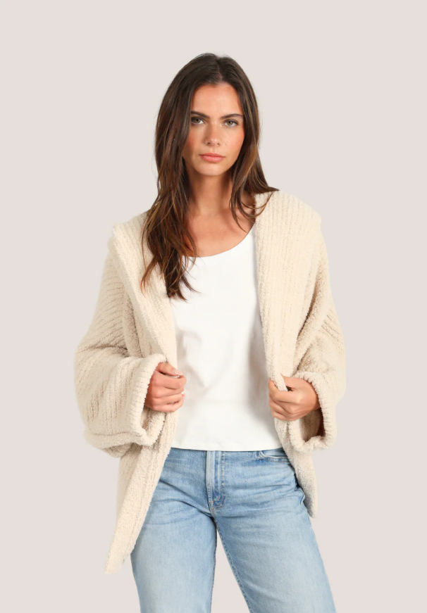 Dylan Cozy Hoodie in oversized open-front style for fall layering