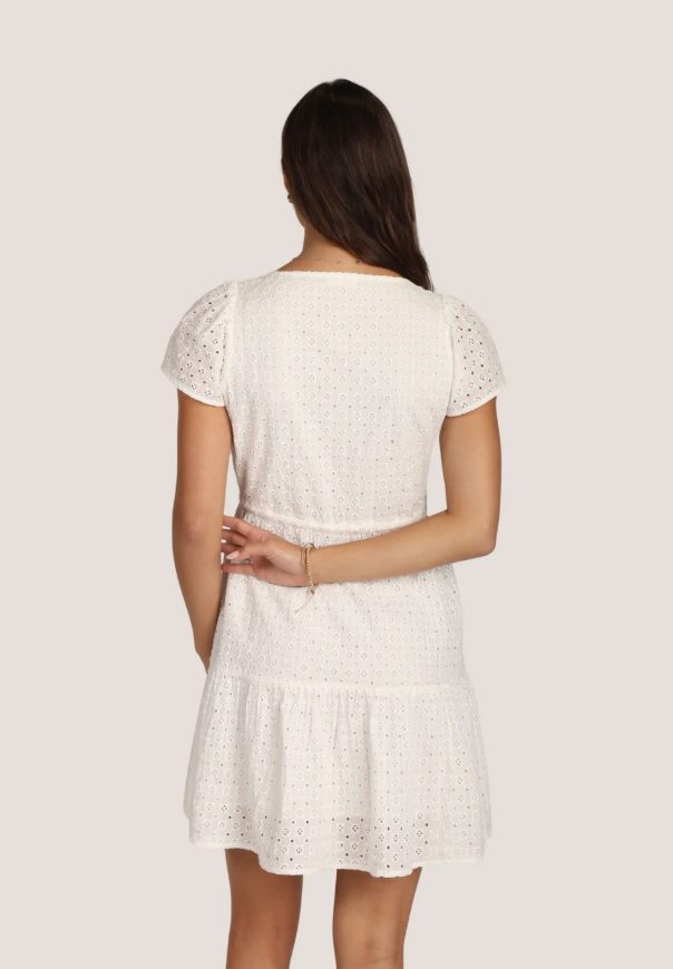 Lightweight cotton eyelet dress with lined interior
