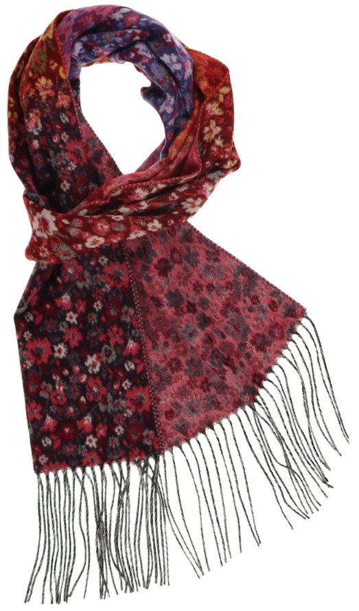Fraas Colorblocked Ditzy Floral Cashmink® Scarf Rosewood