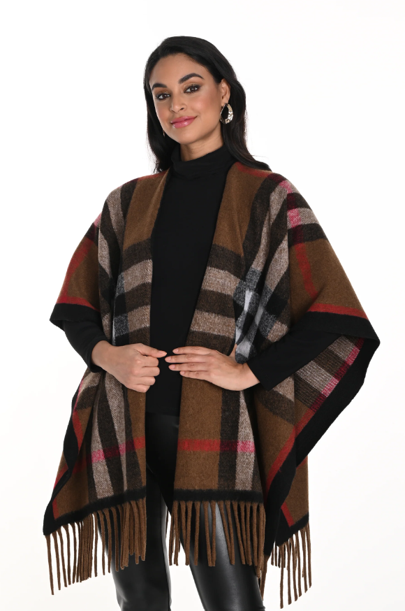 Frank Lyman Plaid Knit Poncho