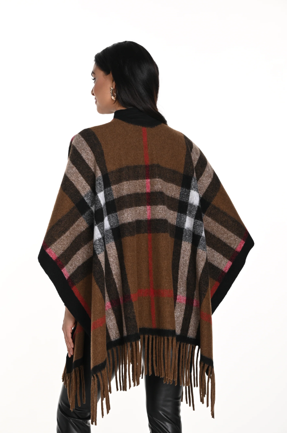 Frank Lyman Plaid Knit Poncho