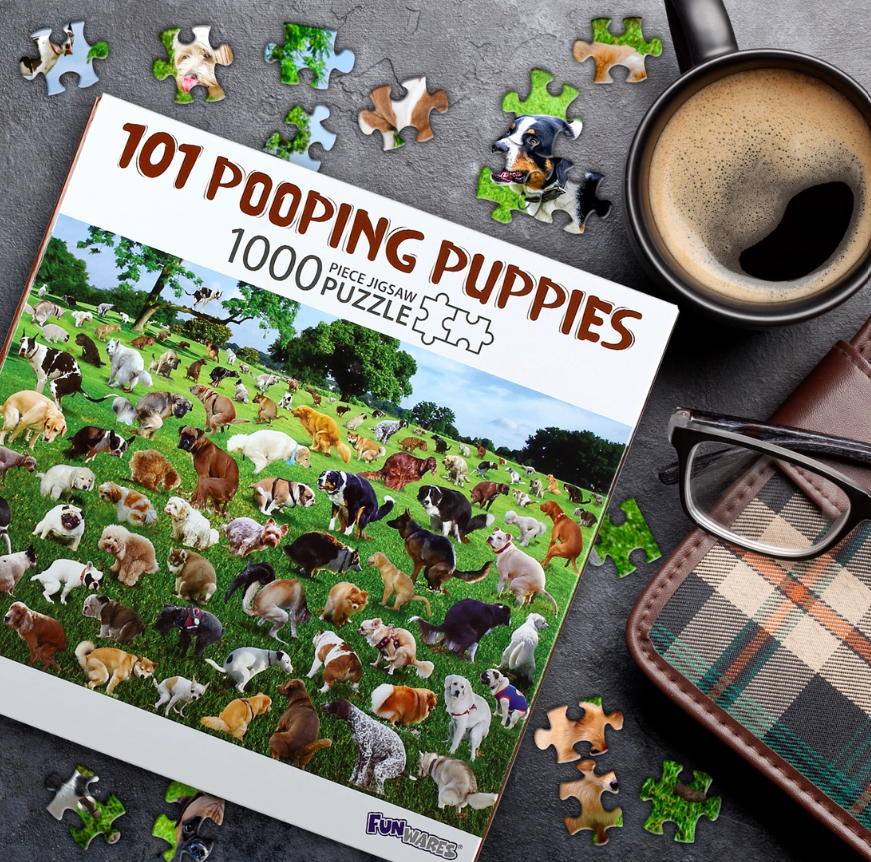 Funware 101 Pooping Puppies 1000-Piece Puzzle