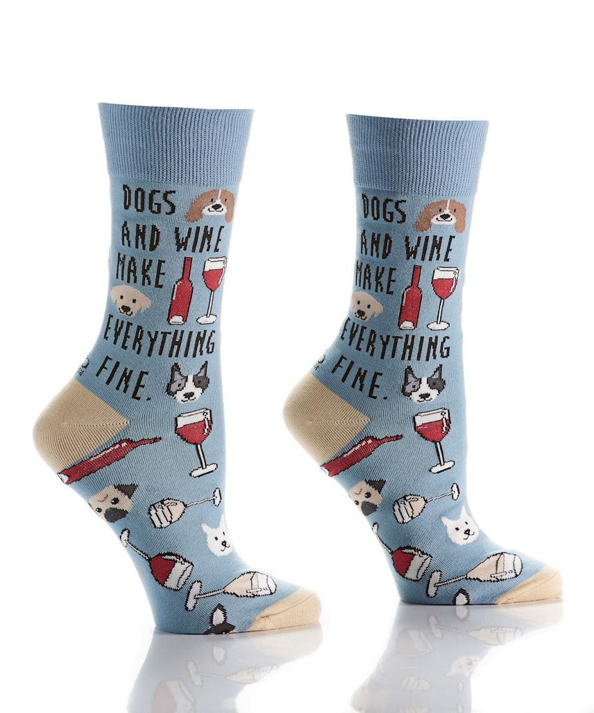 Yo Sox Dog & Wine Women's Crew Socks