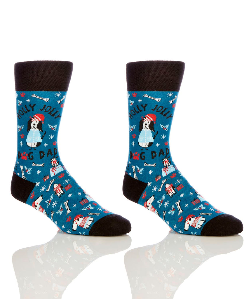 Yo Sox Men's Christmas Crew Socks Dog Dad