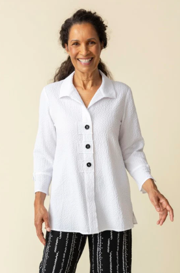 Habitat Pucker Weave Swing Shirt White