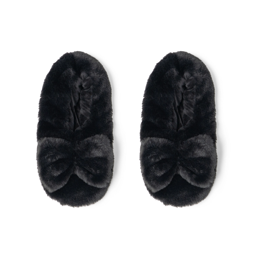 Pair of microwavable heated slippers with soft padded soles Black