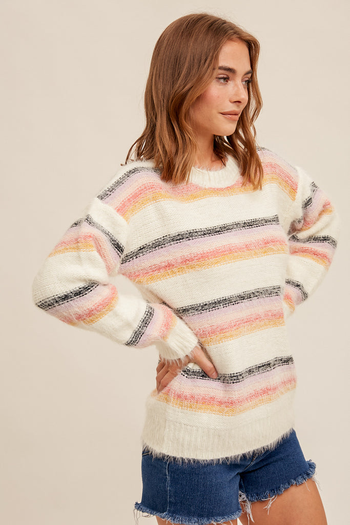 Hem & Thread Eyelash Stripe Sweater