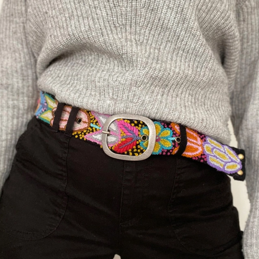 Jenny Krauss Embroidered Floral detail black Belt Jenny Krauss | Monochromatic Belt | Black main image 2
