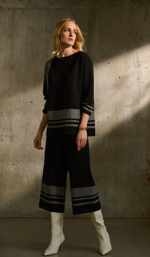 Joseph Ribkoff Knit Culotte Stripe Pants