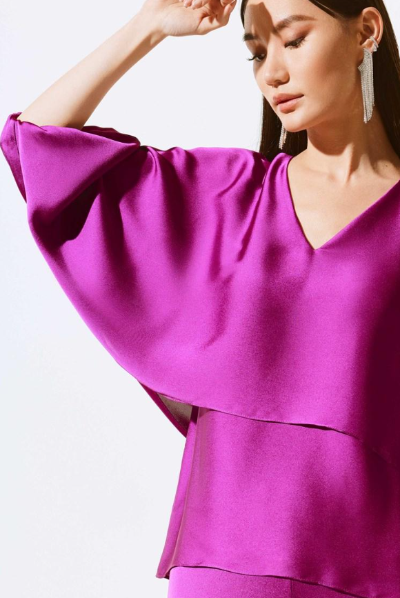 Joseph Ribkoff Layered Satin V-Neck Top Empress