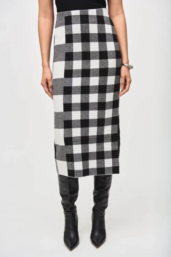 Joseph Ribkoff Plaid Knit Skirt