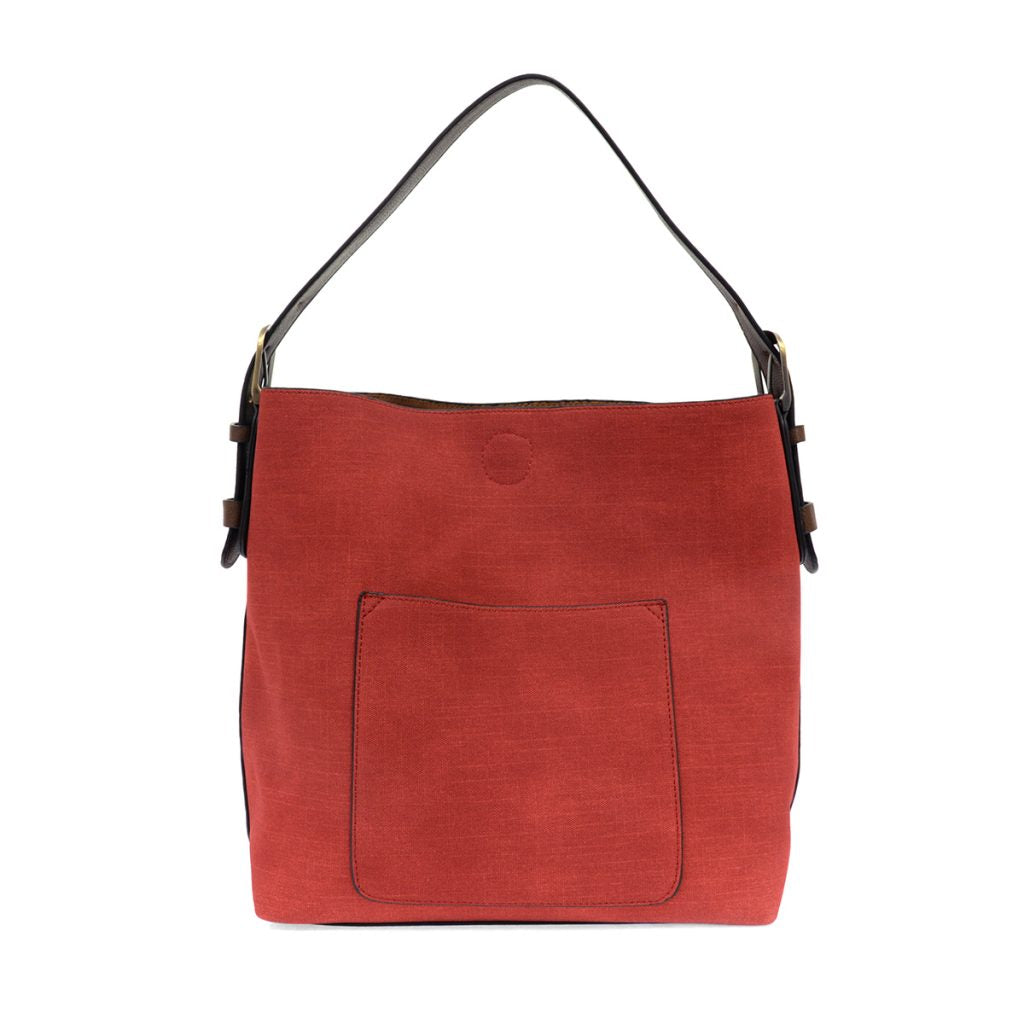 Joy Susan Faux Linen Hobo Handbag Red